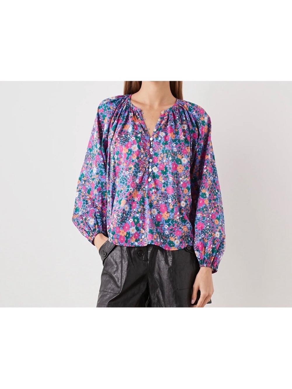 Rails Indi Leilani Multicolor Floral  Cotton Blouse Size M